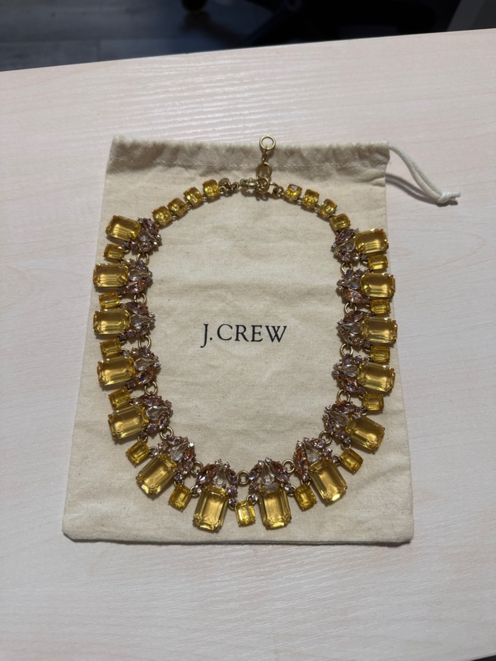 J. Crew Gold-Tone Yellow Crystal Bib Necklace